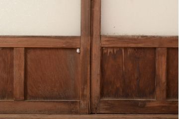 和製アンティーク　ダイヤガラス・すりガラス　光を優しく取り込む、ノスタルジックな雰囲気のガラス戸2枚セット(引き戸、建具)(R-048123)