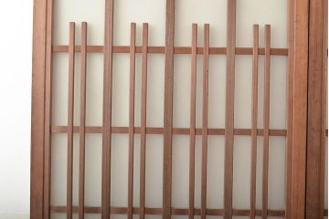 和製アンティーク　ヒノキ材　奥深い味わいが感じられるガラス戸2枚セット(引き戸、玄関戸、建具)(R-048124)