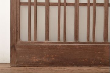 和製アンティーク　ヒノキ材　奥深い味わいが感じられるガラス戸2枚セット(引き戸、玄関戸、建具)(R-048124)