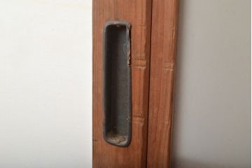 和製アンティーク　ヒノキ材　奥深い味わいが感じられるガラス戸2枚セット(引き戸、玄関戸、建具)(R-048124)