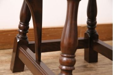 中古美品　松本民芸家具　小ぶりなサイズが嬉しいスツールバタフライ卓(サイドテーブル、エクステンションテーブル)(定価約8万8千円)(R-048126)