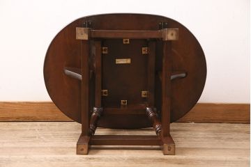 中古美品　松本民芸家具　小ぶりなサイズが嬉しいスツールバタフライ卓(サイドテーブル、エクステンションテーブル)(定価約8万8千円)(R-048126)