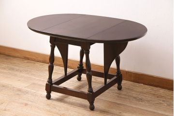 中古　松本民芸家具の#83型　上品な佇まいのバタフライ卓(エクステンションテーブル、サイドテーブル、センターテーブル)(定価約13万5千円)(R-048127)