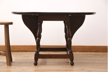 中古　松本民芸家具の#83型　上品な佇まいのバタフライ卓(エクステンションテーブル、サイドテーブル、センターテーブル)(定価約13万5千円)(R-048127)