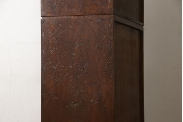 中古　伝統工芸・軽井沢彫り　大坂屋製　満開に咲く桜の彫りが見事な整理タンス(引き出し、チェスト、洋服タンス)(R-048133)