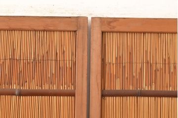 アンティーク建具　純和風の空間作りに!和の雰囲気を高める御簾戸2枚セット(簾戸、簀戸、葭戸、夏障子、夏戸、葦戸)(R-048135)