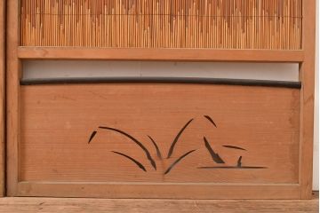 アンティーク建具　純和風の空間作りに!和の雰囲気を高める御簾戸2枚セット(簾戸、簀戸、葭戸、夏障子、夏戸、葦戸)(R-048135)