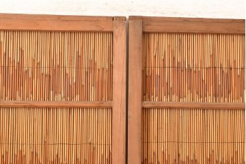 アンティーク建具　純和風の空間作りに!和の雰囲気を高める御簾戸2枚セット(簾戸、簀戸、葭戸、夏障子、夏戸、葦戸)(R-048135)