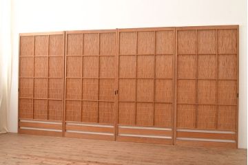 和製アンティーク　清々しさを感じさせる御簾戸4枚セット(簾戸、簀戸、葭戸、夏障子、夏戸、葦戸)(R-048136)
