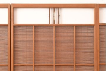 和製アンティーク　トンボの透かし彫りが情緒あふれる御簾戸4枚セット(簾戸、簀戸、葭戸、夏障子、夏戸、葦戸)(R-048137)
