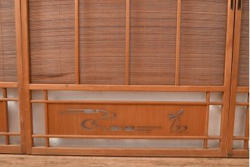 和製アンティーク　トンボの透かし彫りが情緒あふれる御簾戸4枚セット(簾戸、簀戸、葭戸、夏障子、夏戸、葦戸)(R-048137)