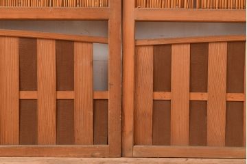 和製アンティーク　和レトロなお部屋にもおすすめの御簾戸2枚セット(簾戸、簀戸、葭戸、夏障子、夏戸、葦戸)(R-048138)