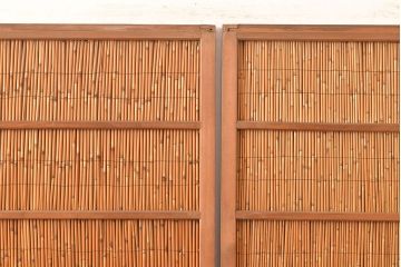 和製アンティーク　和レトロなお部屋にもおすすめの御簾戸2枚セット(簾戸、簀戸、葭戸、夏障子、夏戸、葦戸)(R-048138)