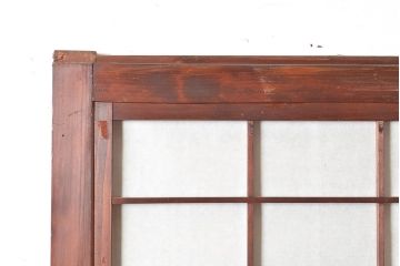 アンティーク建具　腰板ケヤキ材　整然と並ぶ縦桟が和の風情漂う裏障子付き格子戸2枚セット(引き戸、建具)(R-048140)