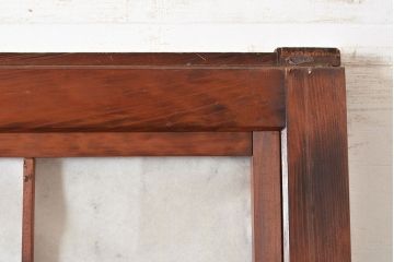 アンティーク建具　腰板ケヤキ材　整然と並ぶ縦桟が和の風情漂う裏障子付き格子戸2枚セット(引き戸、建具)(R-048140)