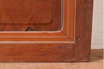 アンティーク建具　腰板ケヤキ材　整然と並ぶ縦桟が和の風情漂う裏障子付き格子戸2枚セット(引き戸、建具)(R-048140)