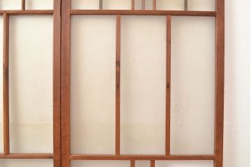 和製アンティーク　レトロな空間づくりに活躍する、珍しい模様のガラス戸2枚セット(引き戸、建具)(R-048141)