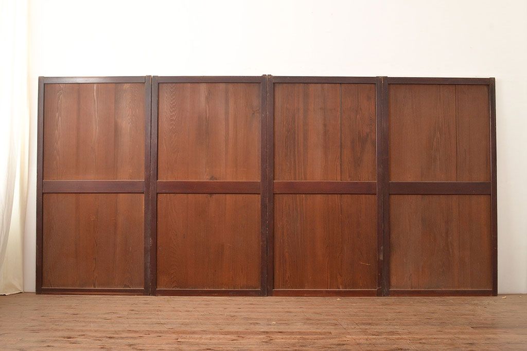 アンティーク建具　大正期　長い歳月を経た味わいが趣溢れる帯戸4枚セット　(R-048142)