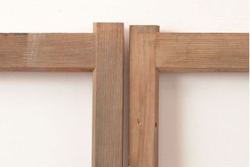 アンティーク建具　木の味わいを活かした空間づくりにおすすめなガラス戸2枚セット(窓、引き戸、建具)(R-048143)