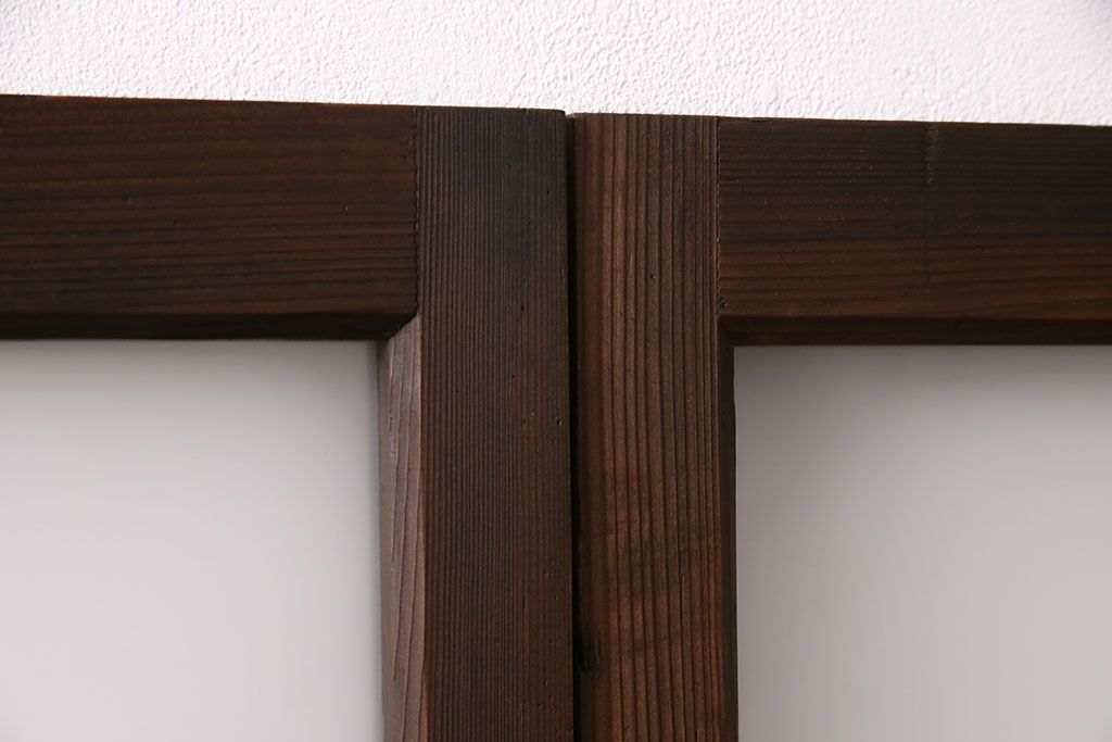 アンティーク建具　木の味わいを活かした空間づくりにおすすめなガラス戸2枚セット(窓、引き戸、建具)(R-048143)