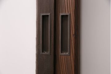 アンティーク建具　木の味わいを活かした空間づくりにおすすめなガラス戸2枚セット(窓、引き戸、建具)(R-048143)