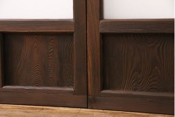 アンティーク建具　木の味わいを活かした空間づくりにおすすめなガラス戸2枚セット(窓、引き戸、建具)(R-048143)