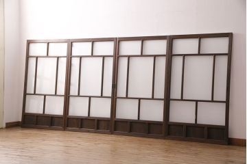アンティーク建具　木の味わいを活かした空間づくりにおすすめなガラス戸2枚セット(窓、引き戸、建具)(R-048143)