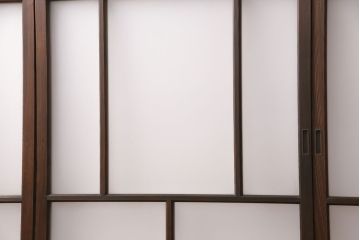 アンティーク建具　木の味わいを活かした空間づくりにおすすめなガラス戸2枚セット(窓、引き戸、建具)(R-048143)