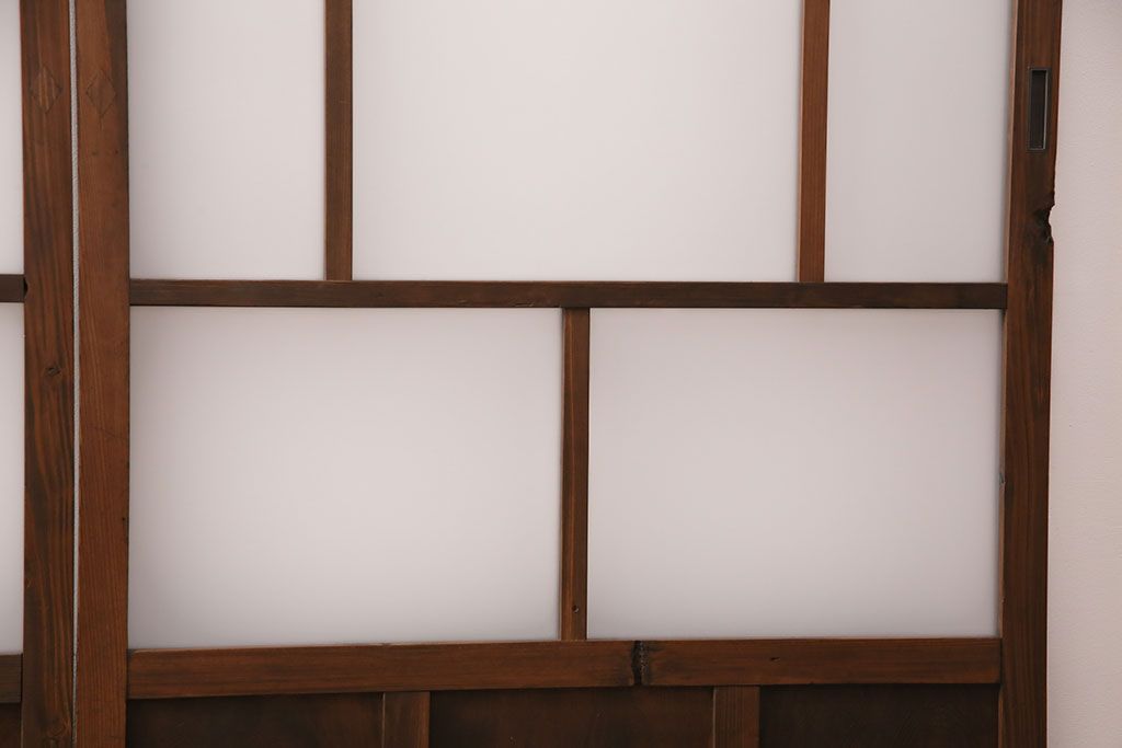 アンティーク建具　木の味わいを活かした空間づくりにおすすめなガラス戸2枚セット(窓、引き戸、建具)(R-048144)