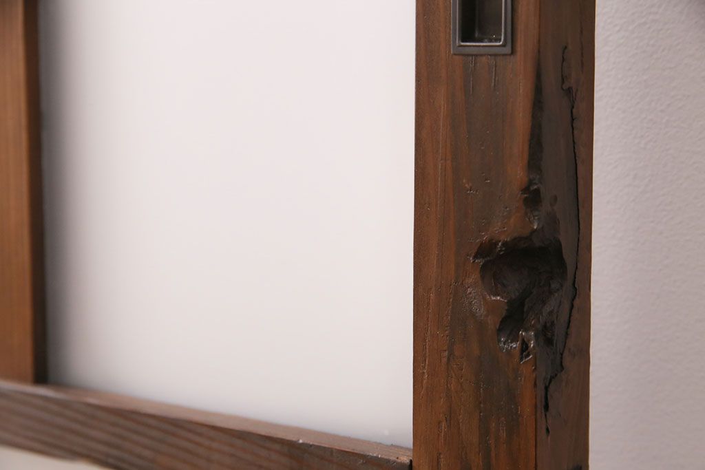 アンティーク建具　木の味わいを活かした空間づくりにおすすめなガラス戸2枚セット(窓、引き戸、建具)(R-048144)
