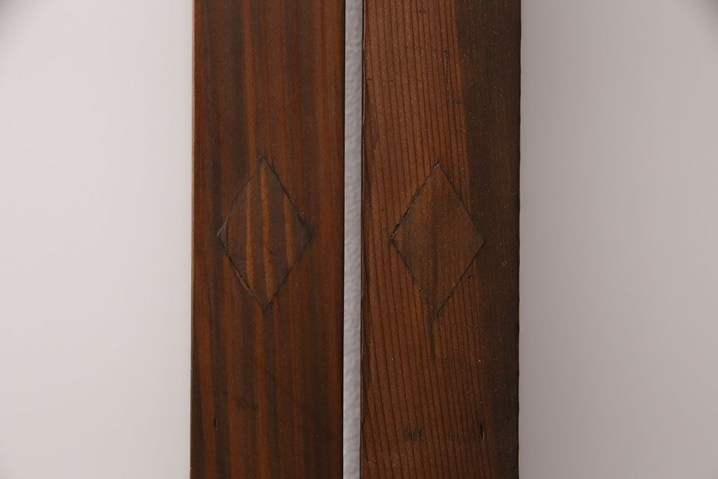 アンティーク建具　木の味わいを活かした空間づくりにおすすめなガラス戸2枚セット(窓、引き戸、建具)(R-048144)