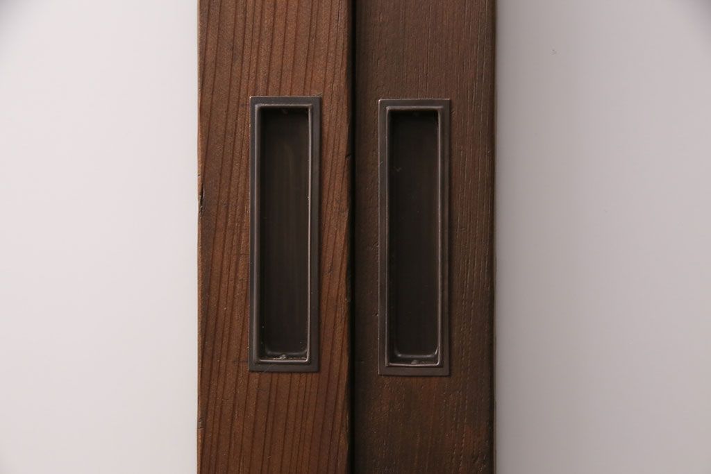 アンティーク建具　木の味わいを活かした空間づくりにおすすめなガラス戸2枚セット(窓、引き戸、建具)(R-048144)