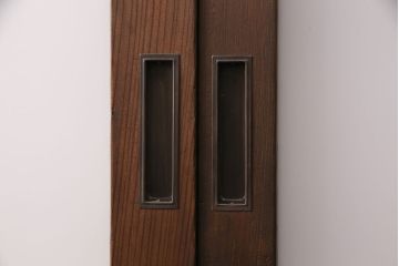 アンティーク建具　木の味わいを活かした空間づくりにおすすめなガラス戸2枚セット(窓、引き戸、建具)(R-048144)