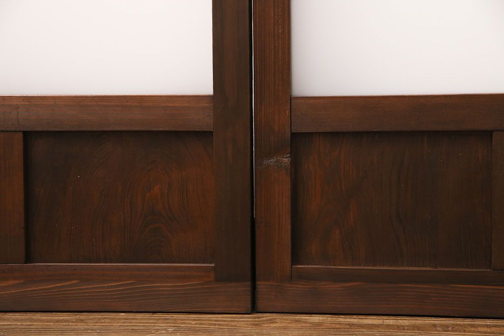 アンティーク建具　木の味わいを活かした空間づくりにおすすめなガラス戸2枚セット(窓、引き戸、建具)(R-048144)