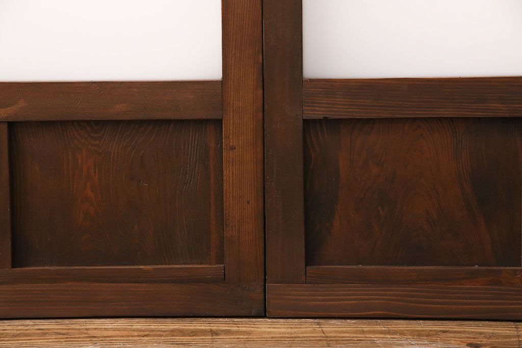 アンティーク建具　木の味わいを活かした空間づくりにおすすめなガラス戸2枚セット(窓、引き戸、建具)(R-048144)