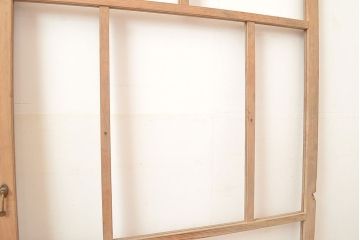 アンティーク建具　木の味わいを活かした空間づくりにおすすめなガラス戸2枚セット(窓、引き戸、建具)(R-048144)