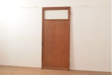 アンティーク建具　モールガラスがノスタルジックな雰囲気を高めるヒノキ材製のドア(扉、建具)(R-048145)
