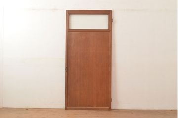 アンティーク建具　モールガラスがノスタルジックな雰囲気を高めるヒノキ材製のドア(扉、建具)(R-048145)
