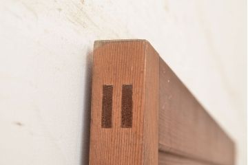 アンティーク建具　モールガラスがノスタルジックな雰囲気を高めるヒノキ材製のドア(扉、建具)(R-048145)