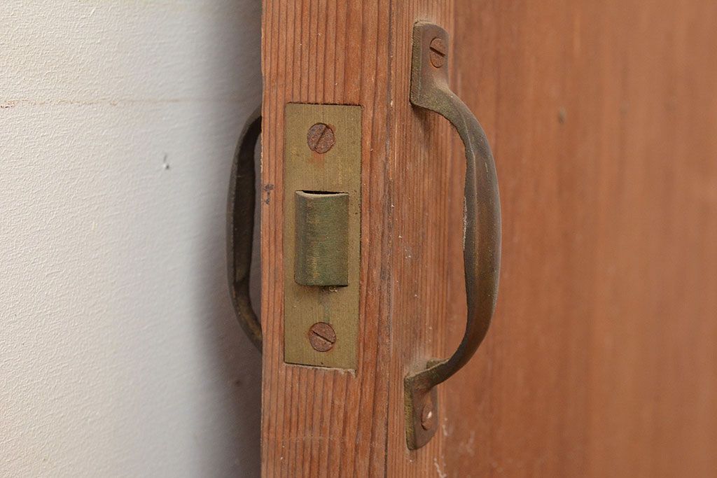 アンティーク建具　モールガラスがノスタルジックな雰囲気を高めるヒノキ材製のドア(扉、建具)(R-048145)