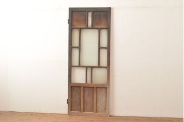 和製アンティーク　レトロな趣たっぷりなガラス扉(木製ドア、建具)(R-048146)