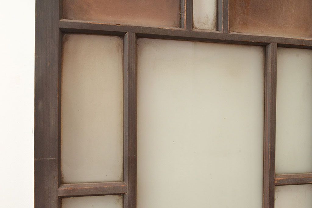 和製アンティーク　レトロな趣たっぷりなガラス扉(木製ドア、建具)(R-048146)