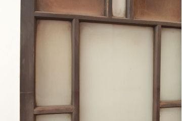 和製アンティーク　レトロな趣たっぷりなガラス扉(木製ドア、建具)(R-048146)