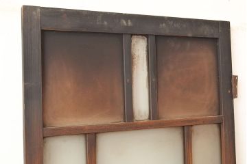 和製アンティーク　レトロな趣たっぷりなガラス扉(木製ドア、建具)(R-048146)