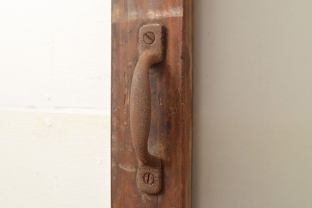 和製アンティーク　レトロな趣たっぷりなガラス扉(木製ドア、建具)(R-048146)