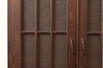 和製アンティーク　ダイヤガラス入り!大正ロマンやレトロスタイルのお部屋におすすめのガラス戸棚(本箱、ブックケース、収納棚)(R-048147)