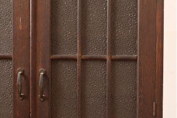 和製アンティーク　ダイヤガラス入り!大正ロマンやレトロスタイルのお部屋におすすめのガラス戸棚(本箱、ブックケース、収納棚)(R-048147)
