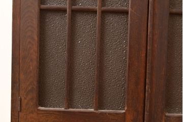 和製アンティーク　ダイヤガラス入り!大正ロマンやレトロスタイルのお部屋におすすめのガラス戸棚(本箱、ブックケース、収納棚)(R-048147)