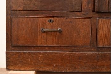 和製アンティーク　ダイヤガラス入り!大正ロマンやレトロスタイルのお部屋におすすめのガラス戸棚(本箱、ブックケース、収納棚)(R-048147)
