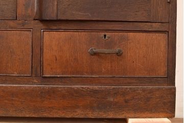 和製アンティーク　ダイヤガラス入り!大正ロマンやレトロスタイルのお部屋におすすめのガラス戸棚(本箱、ブックケース、収納棚)(R-048147)